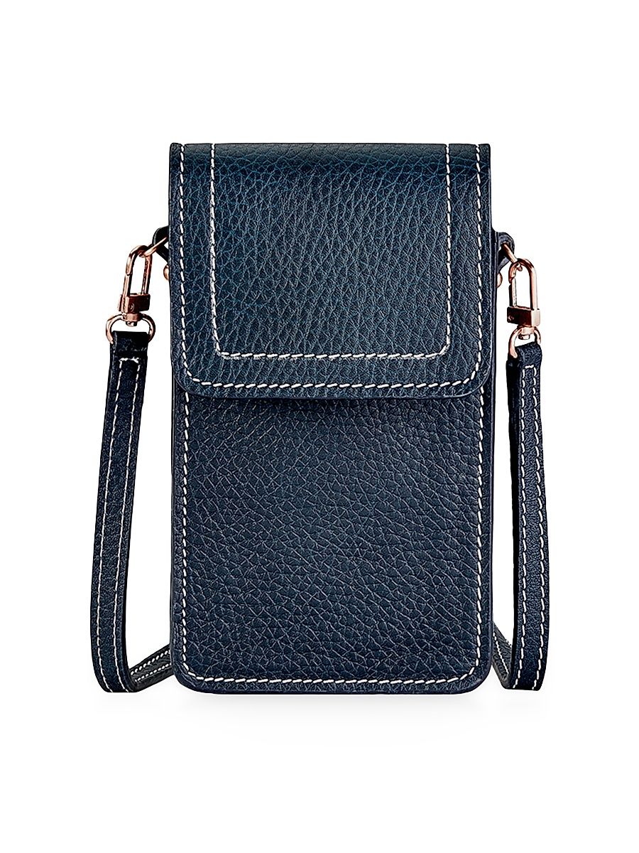 Women's Liv Leather Phone Crossbody Bag - Navy