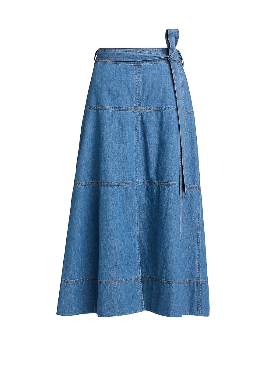 Women's Hudley Chambray Midi-Skirt - Medium Indigo Blue - Size 14