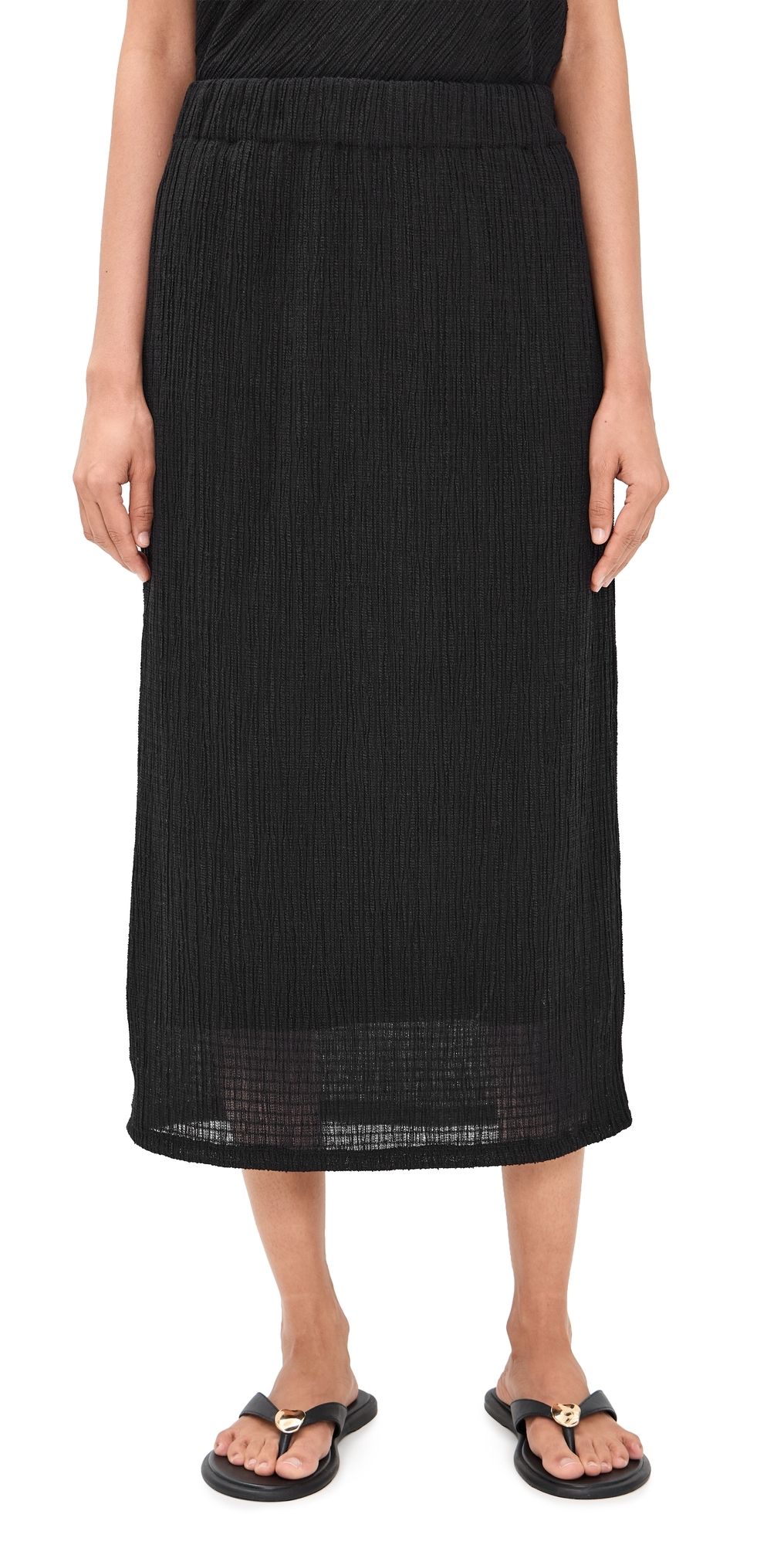 Vince Shadow Grid Midi Skirt Black XL