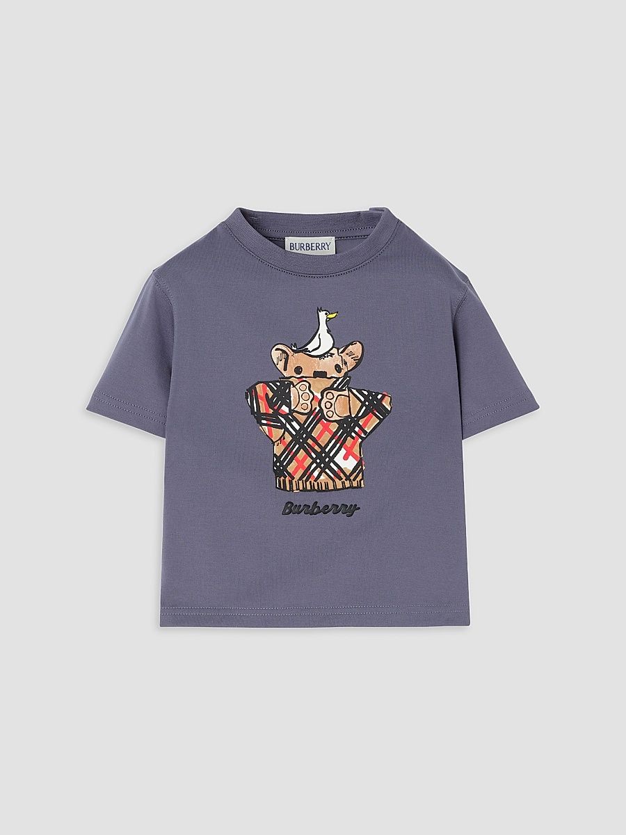 Little Boy's Cedar Teddy Bear Cotton Jersey T-Shirt - Damson Blue - Size 10