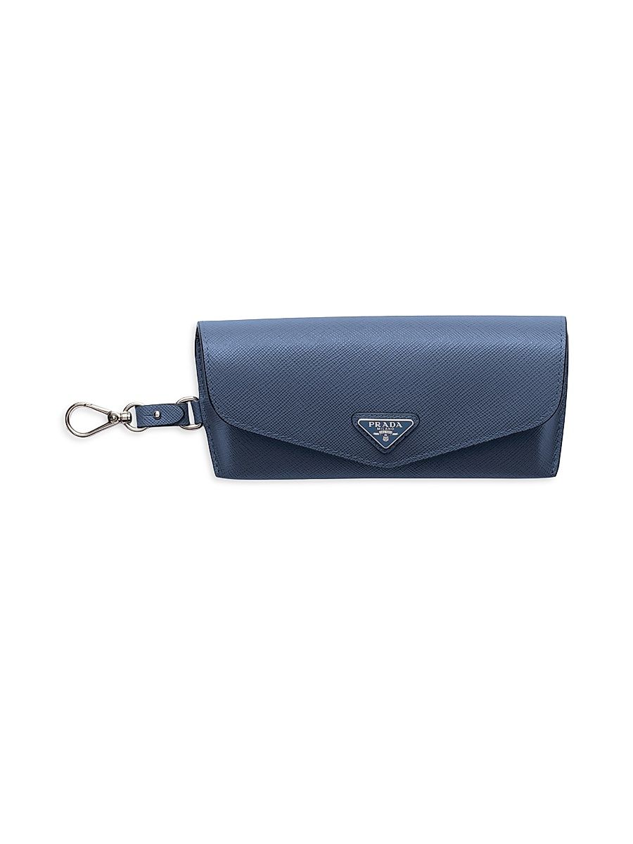 Men's Saffiano Leather Eyeglasses Case - Blue