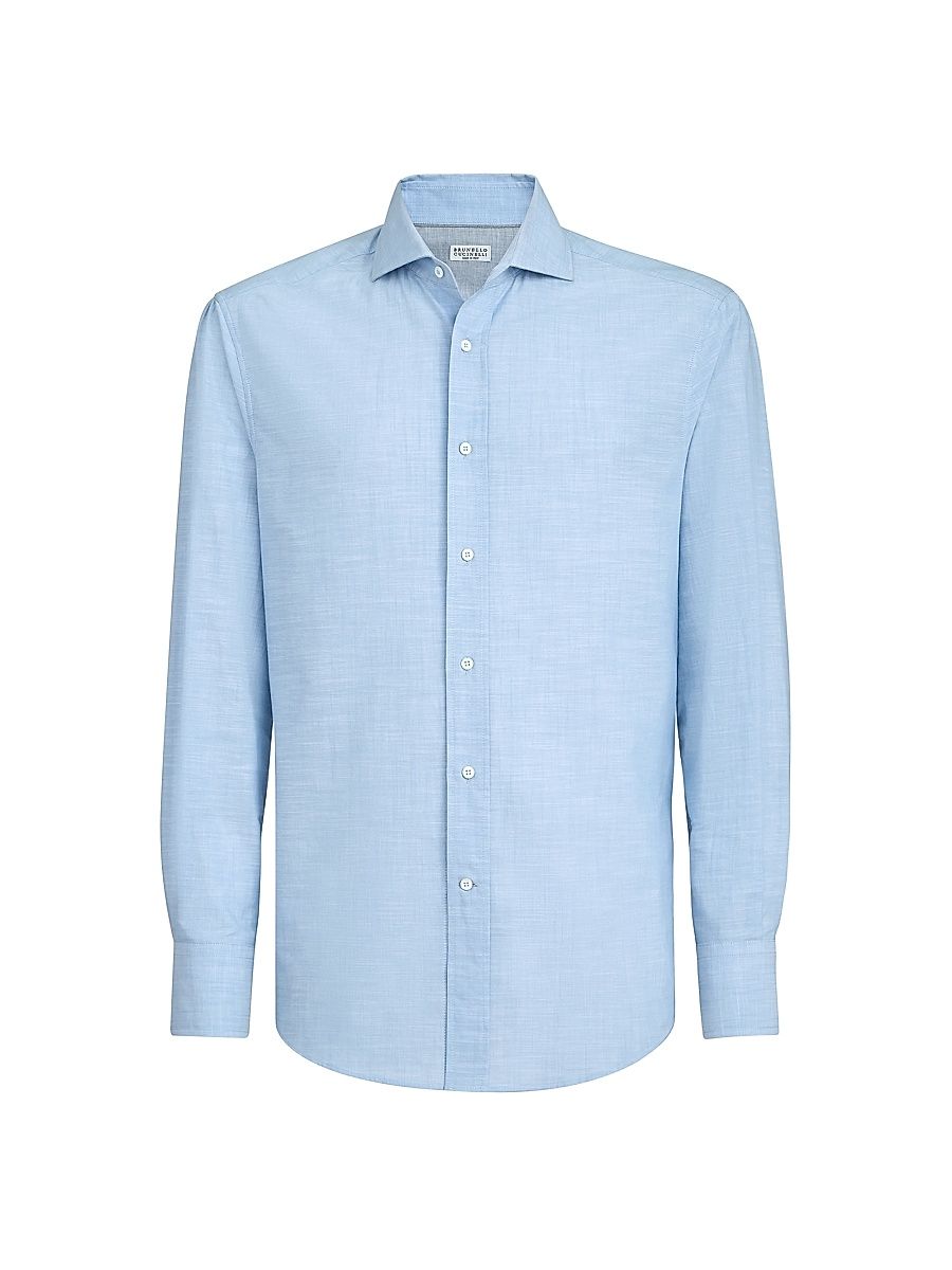 Men's Lightweight Oxford Slim Fit Shirt with Spread Collar - Azure - Size XXXL