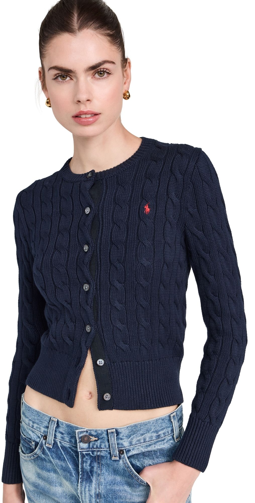 Polo Ralph Lauren Cotton Cable Long Sleeve Cardigan Blue M