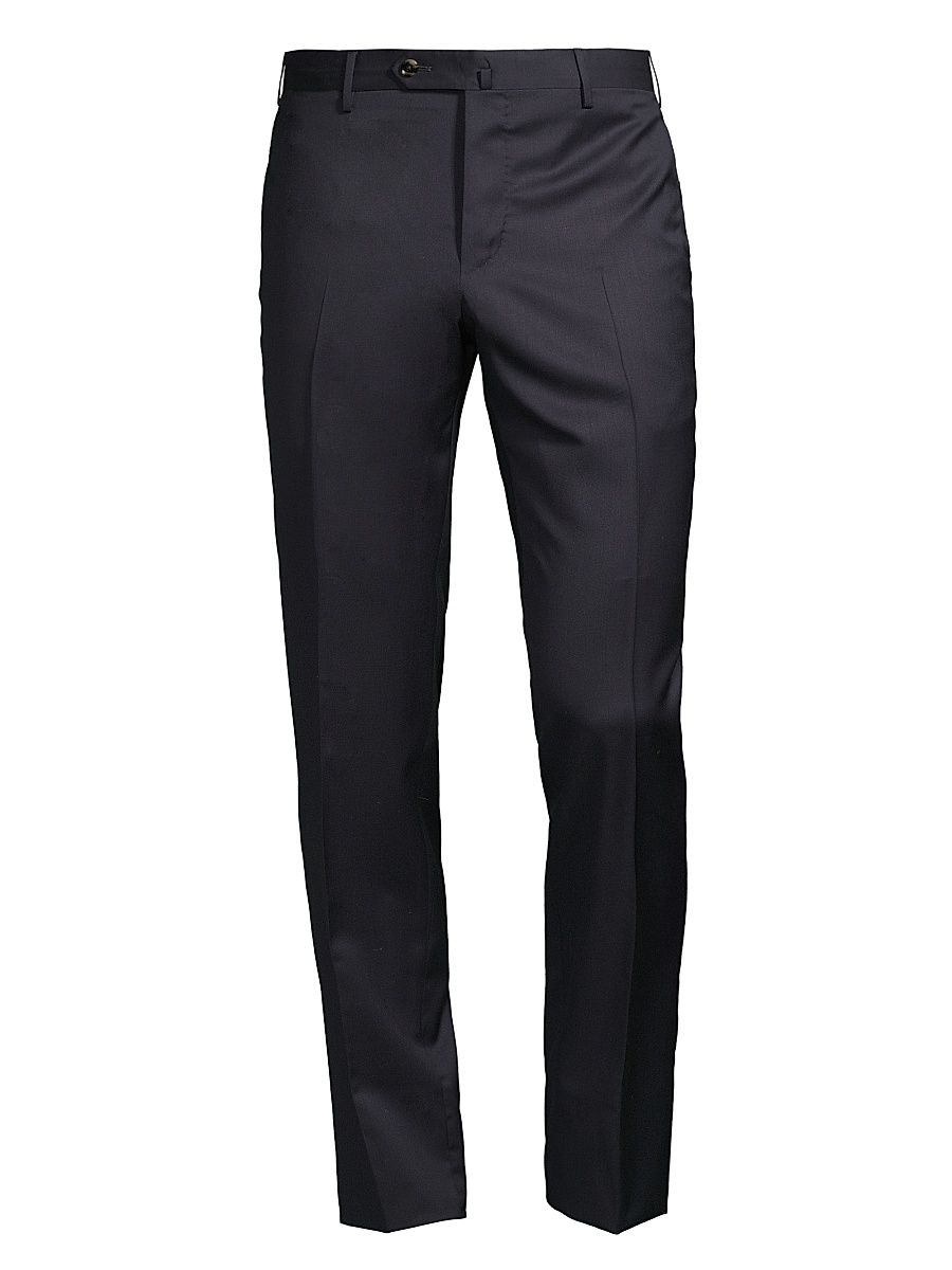 Men's Lux Super 120s Wool Slim-Fit Trousers - Navy - Size 38