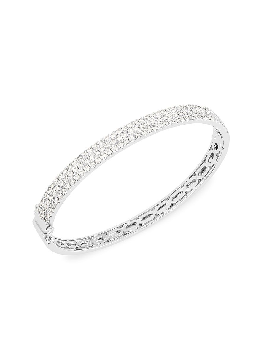 Women's 14K White Gold & 2.35 TCW Diamond Three-Row Bangle - White Gold