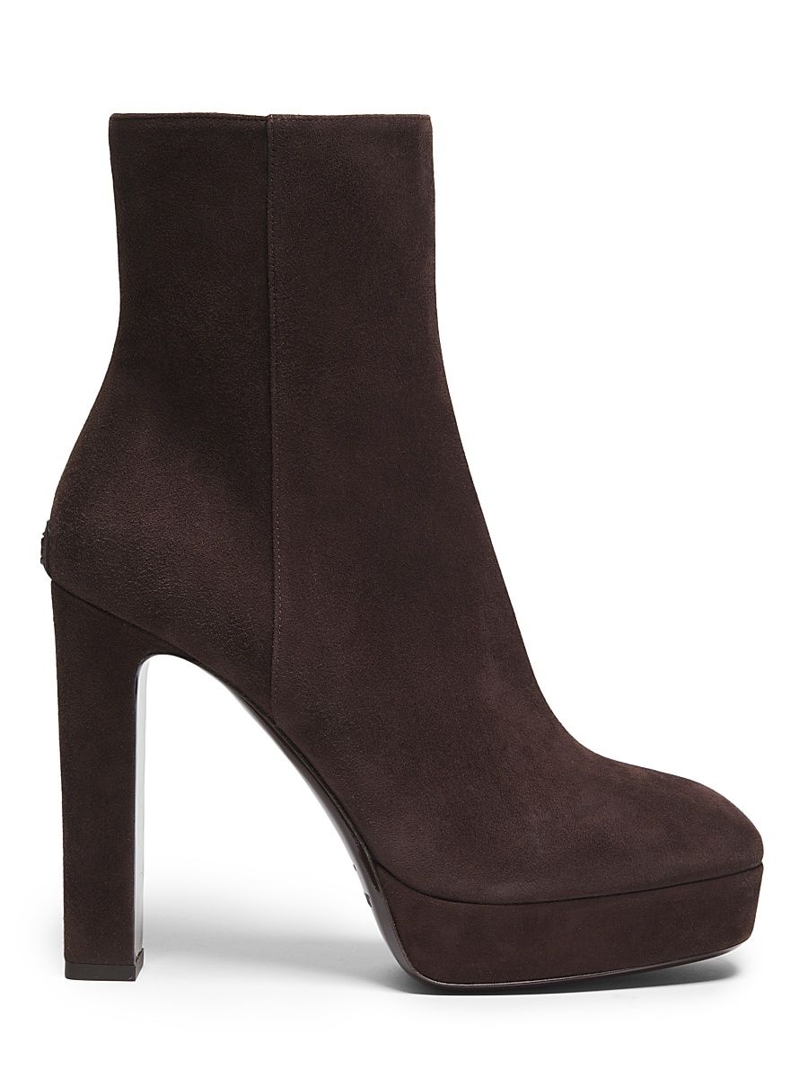 Women's Marene 120MM Suede Platform Ankle Boots - Chocolate - Size 11
