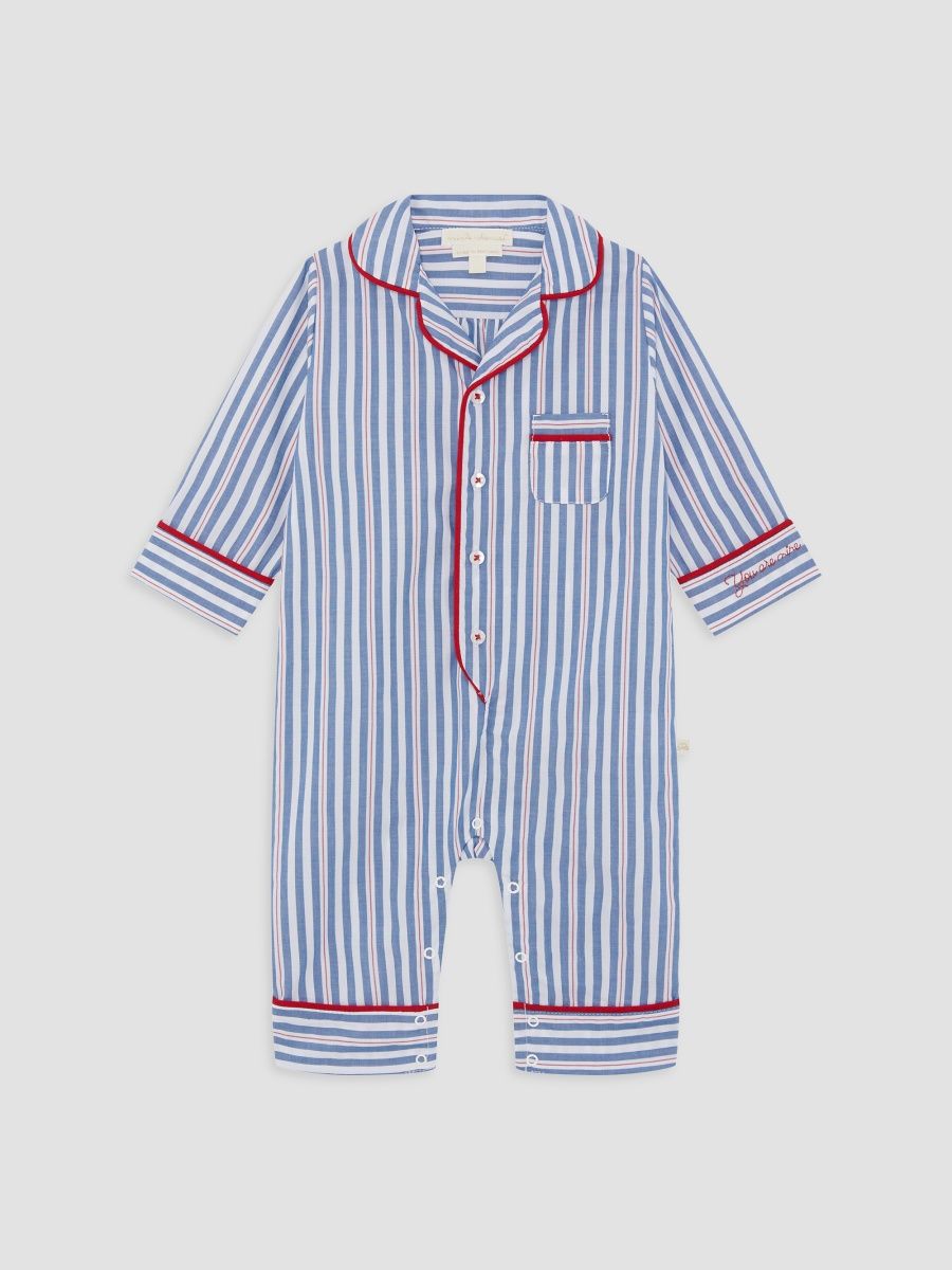 Marie-Chantal Unisex Baby's Valentine Striped Cotton Romper - Blue - Size 6 Months