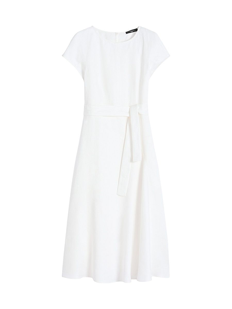 Women's Linen Canvas Midi Dress - White - Size 16