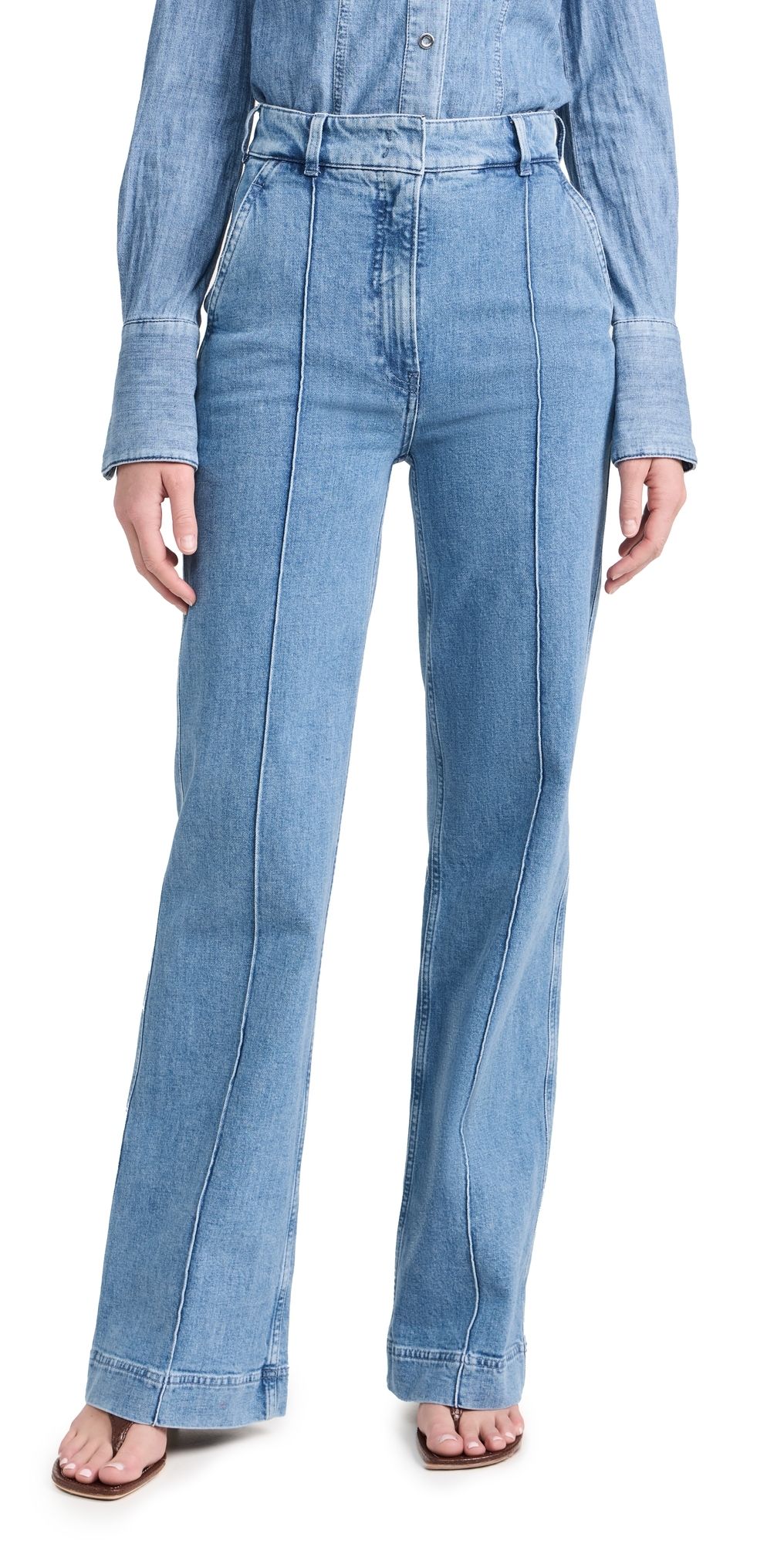 Another Tomorrow Denim Trousers Light Blue Wash 40