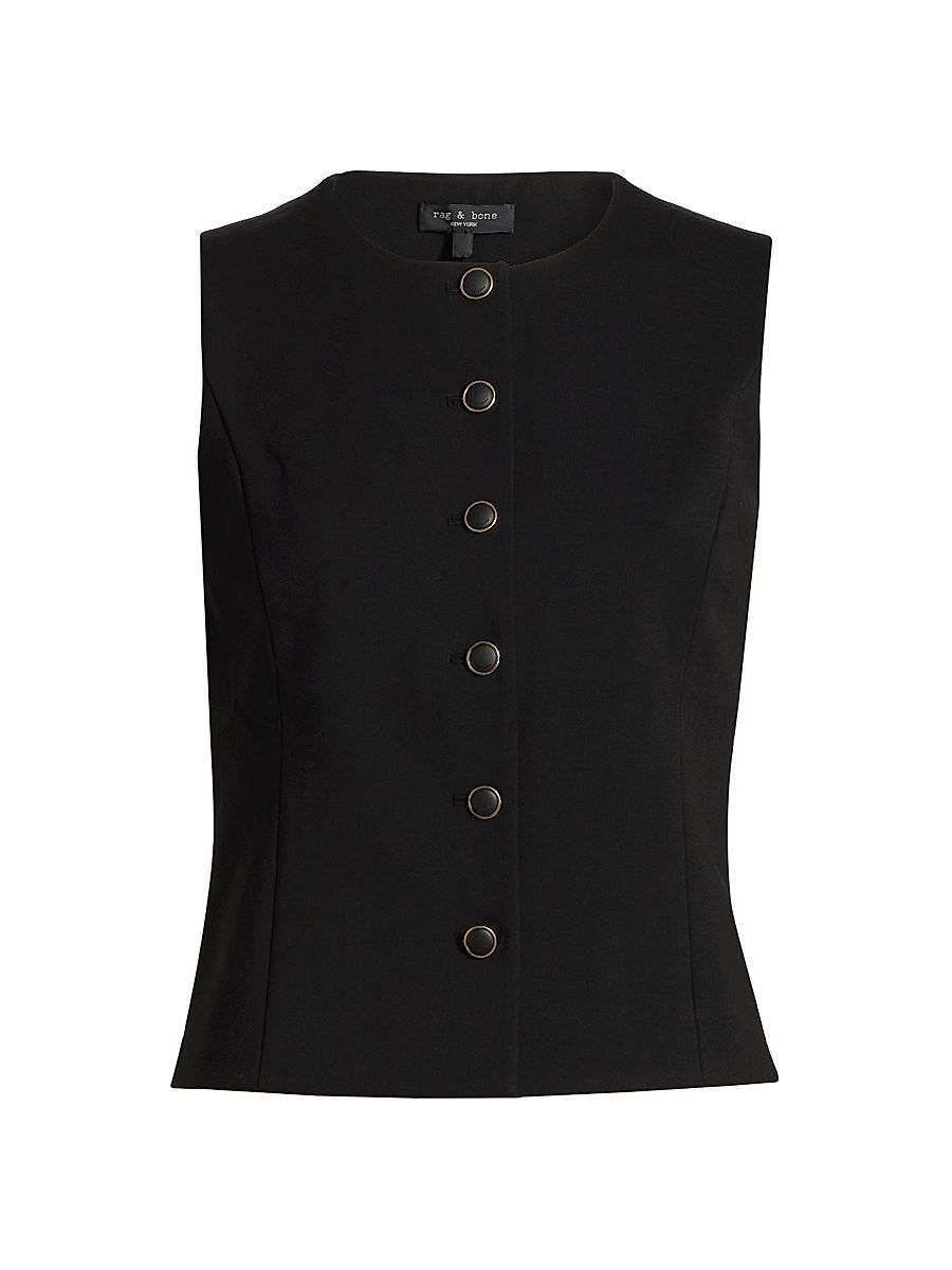Women's Irina Button-Up Vest - Black - Size XS