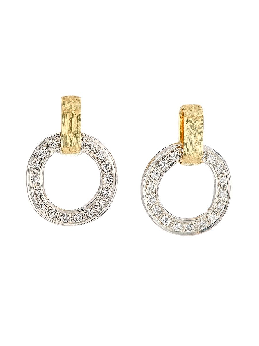 Women's Jaipur Two-Tone 18K Gold & Diamond Hoop Drop Earrings - Yellow Gold