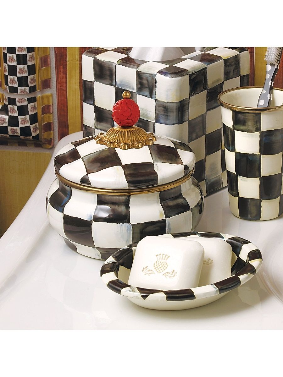 Courtly Check Enamel Squashed Pot