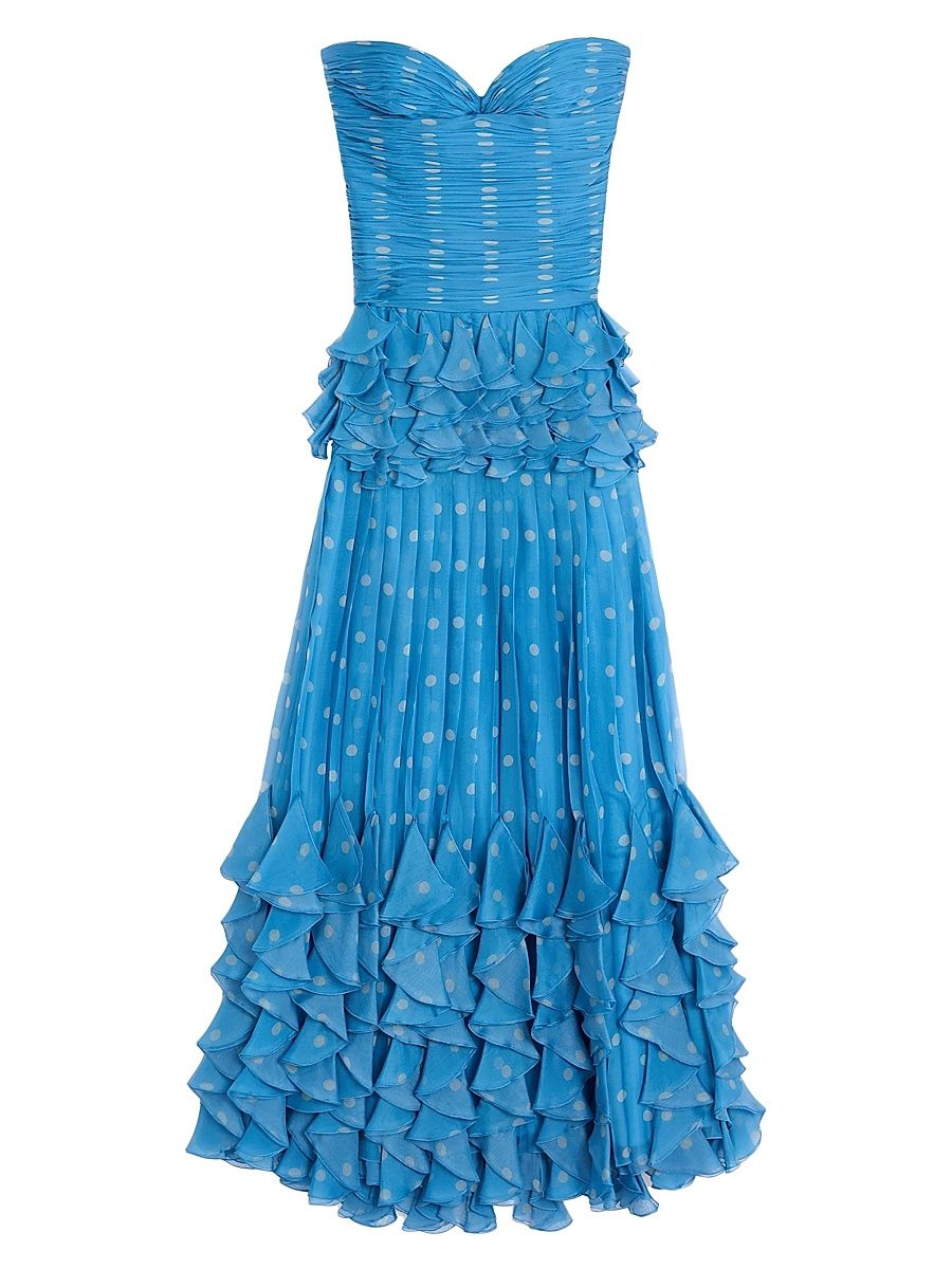 Women's Plusdepois Print Chiffon Long Dress - Cerulean Birch - Size 4
