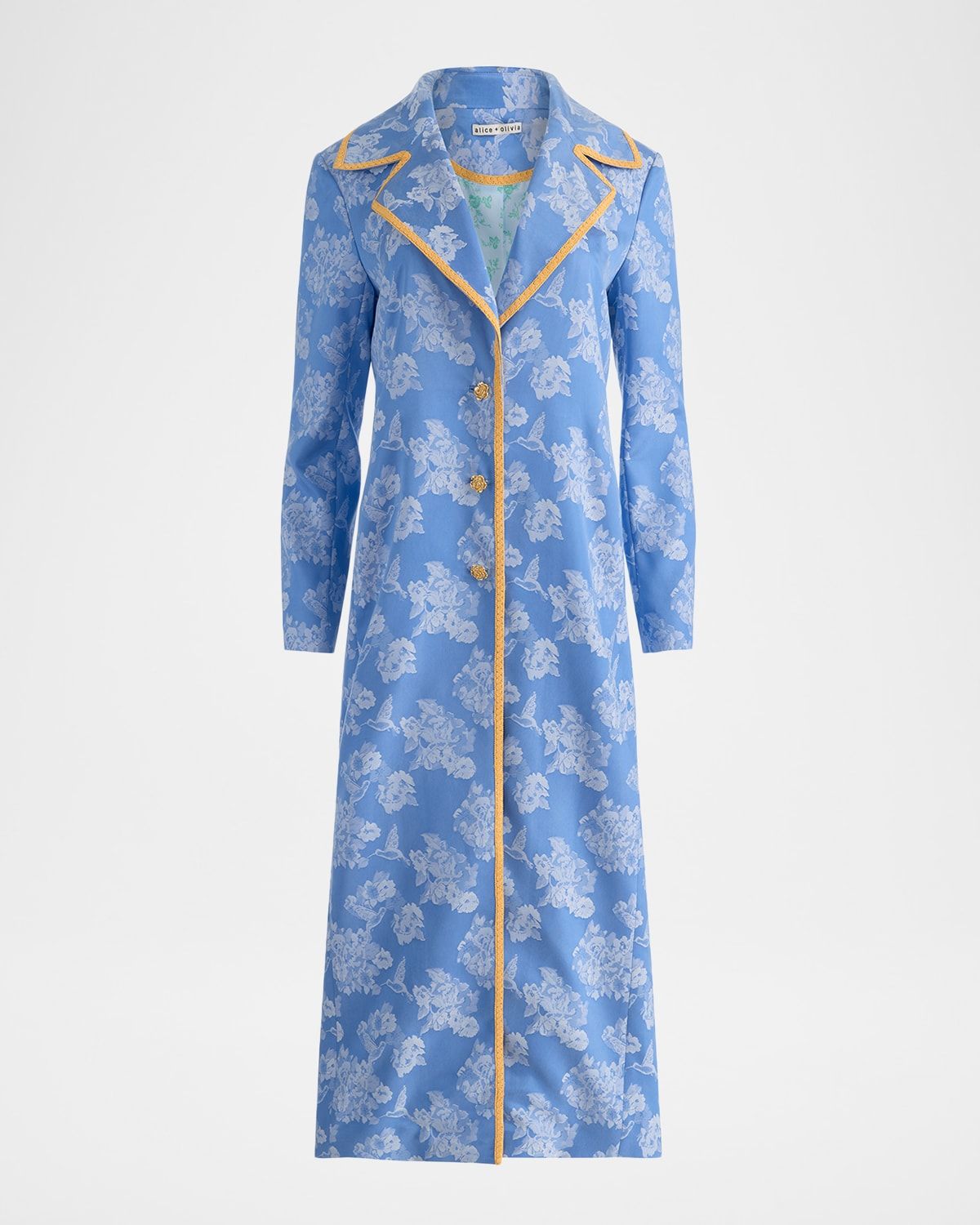 Levine Drapey Floral Jacquard Coat