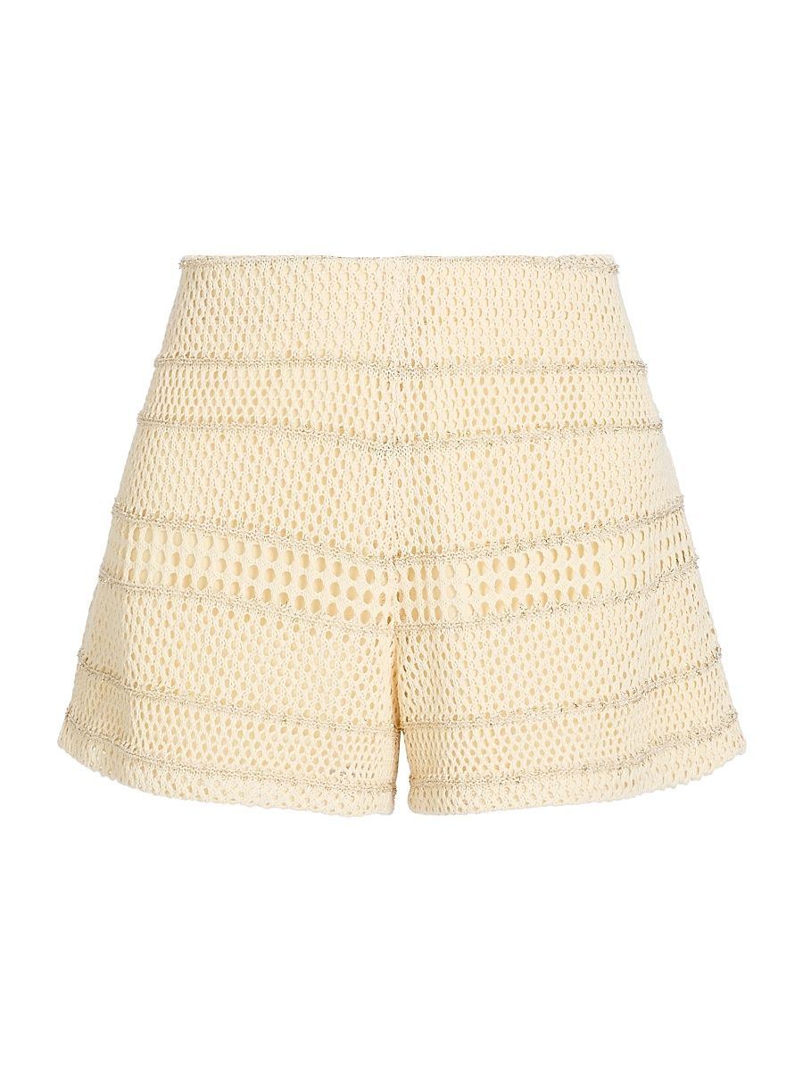 Women's Crochet Knit Shorts - Gold Multi - Size Large