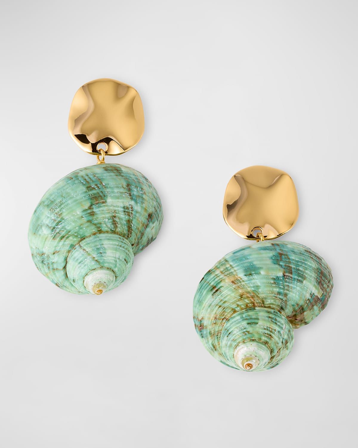 Green Seashell Drop Earrings