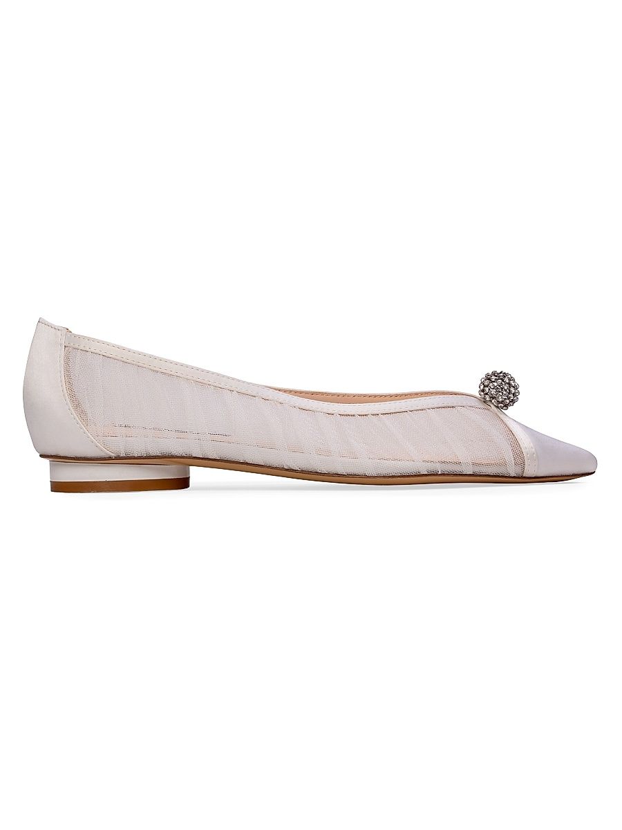 Women's Sabine Tulle Flats - White Tulle - Size 12