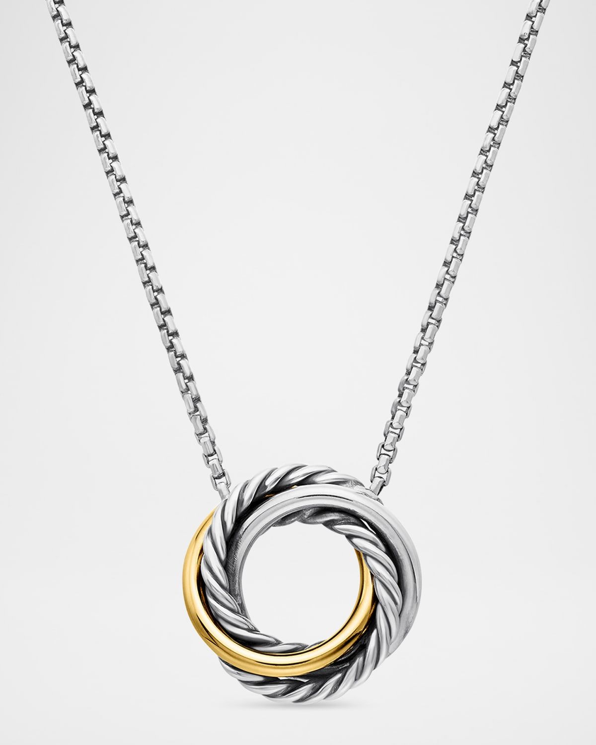 Crossover Mini Pendant Necklace in Silver and Gold