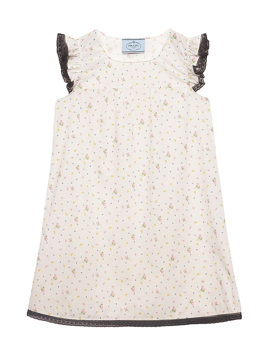 Women's Floral Print Cotton Batiste Mini-Dress - White - Size 8