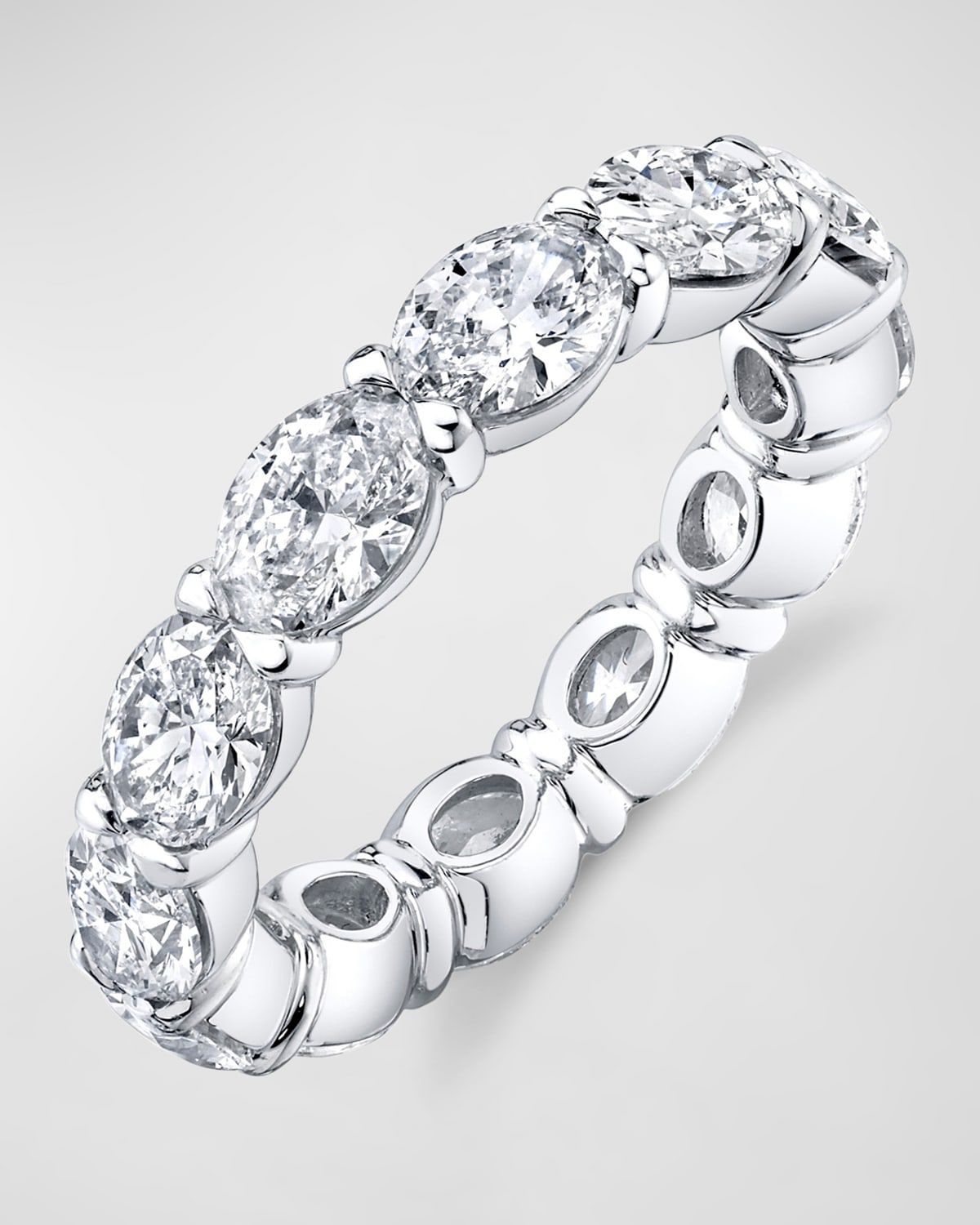 Platinum Oval Diamond Eternity Band, Size 5.75, 2.99tcw