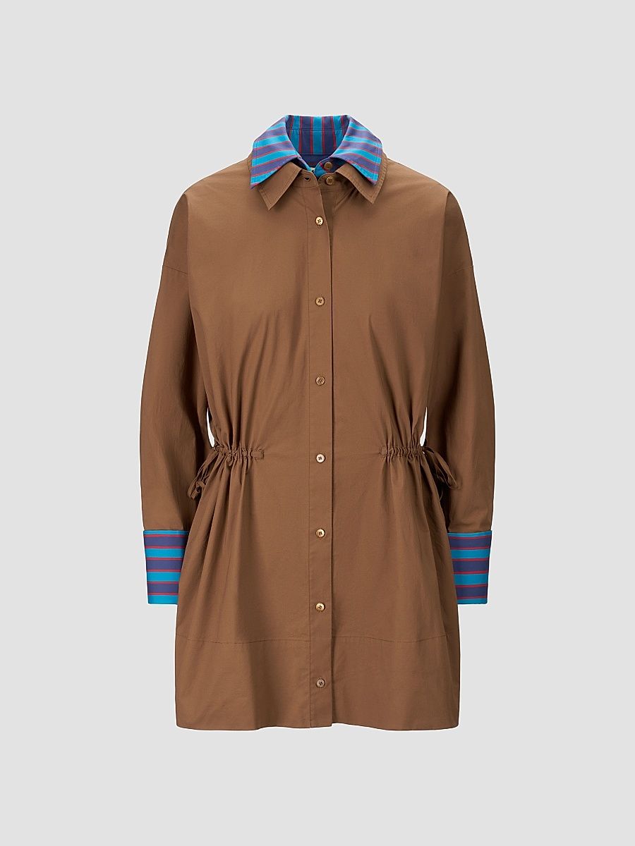 Women's Uptown Mini Shirtdress - Cigar Potter Stripe - Size Medium