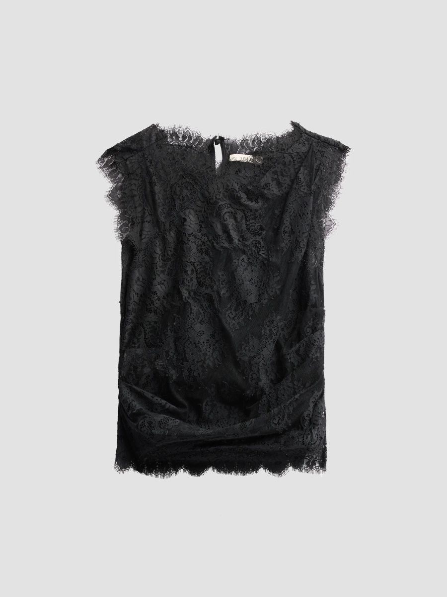 DÔEN Women's Nailah Laced Cotton-Blend Top - Black - Size XS
