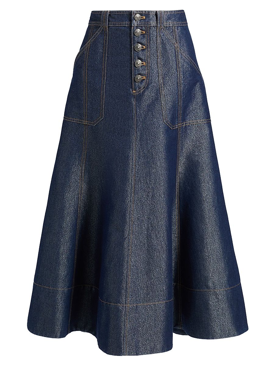 Women's Benji Denim A-Line Midi-Skirt - Minuit - Size 8