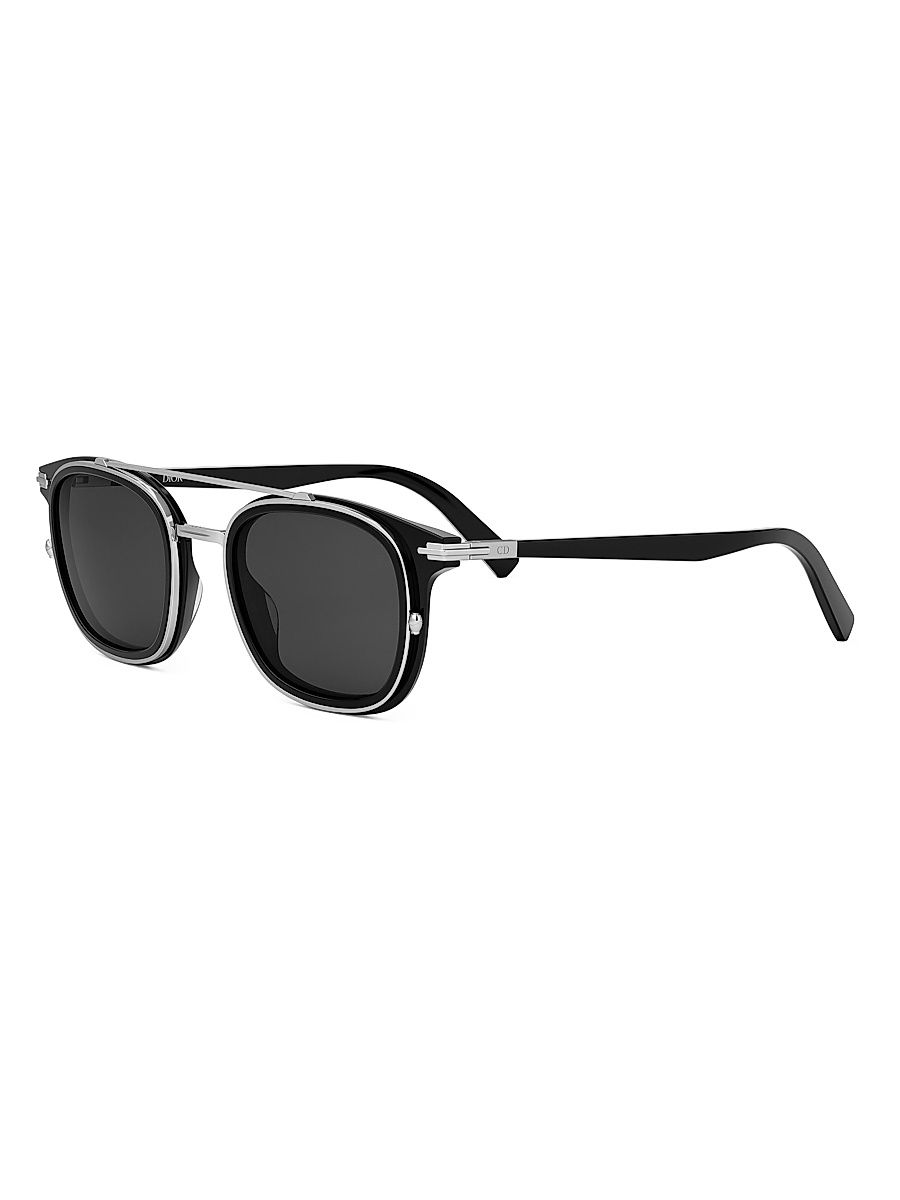 Men's DiorBlackSuit S14I 49MM Square Sunglasses - Shiny Black And Smoke