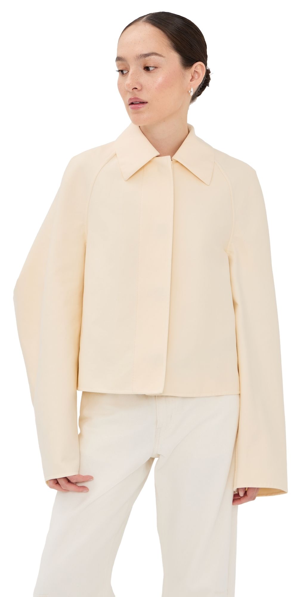 Another Tomorrow Short Mac Blouson Shirt Cream XS