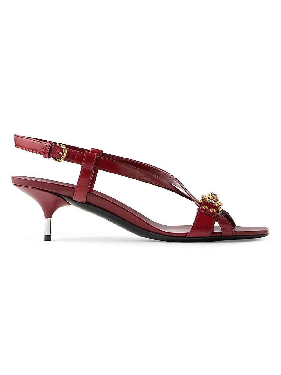 Women's Medusa 50MM Leather Sandals - Red - Size 10