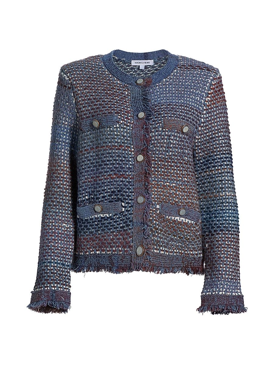 Women's Sariyah Cotton-Blend Knit Jacket - Ocean Multi - Size Large