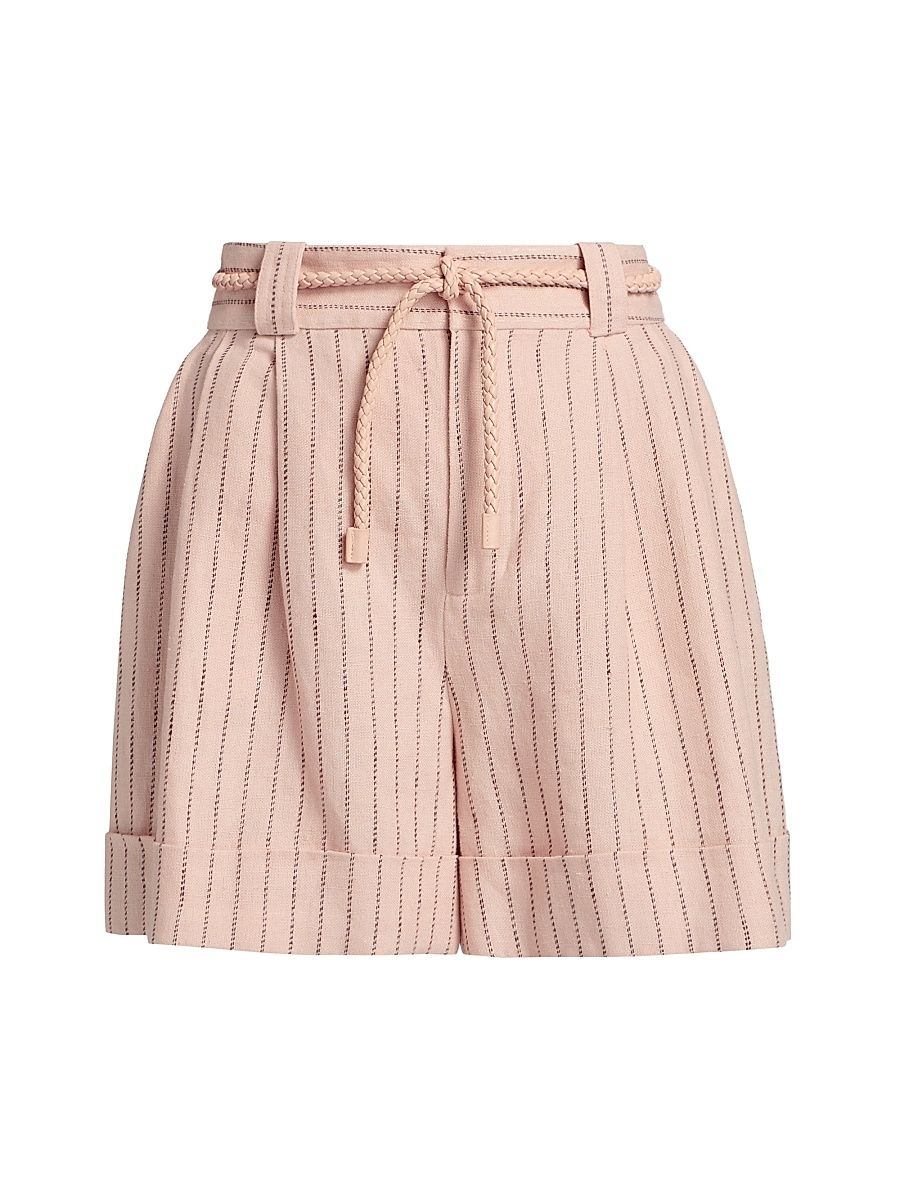 Women's Alchemy Linen Shorts - Pink Chocolate Stripe - Size 8