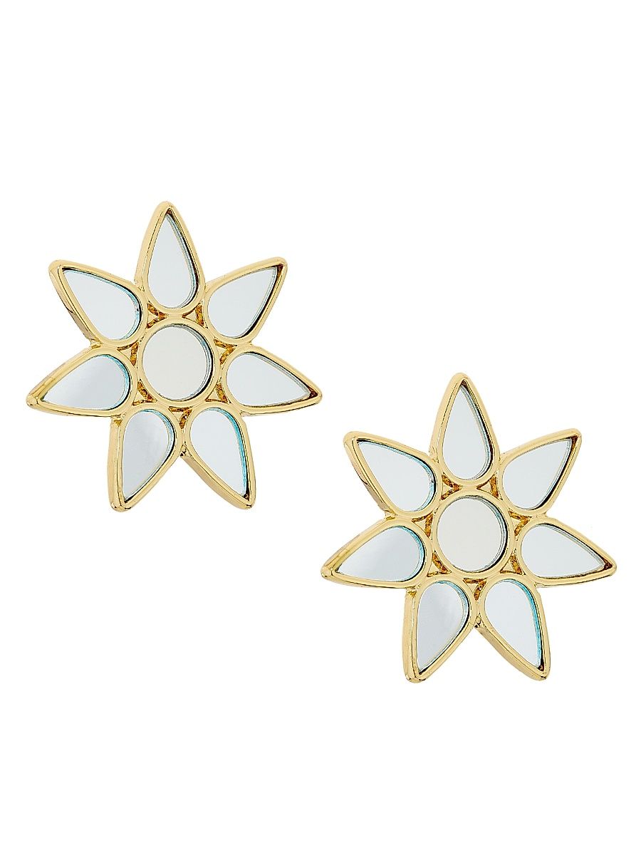 Women's Starry Night Goldtone & Mirrored Glass Stud Earrings - Gold