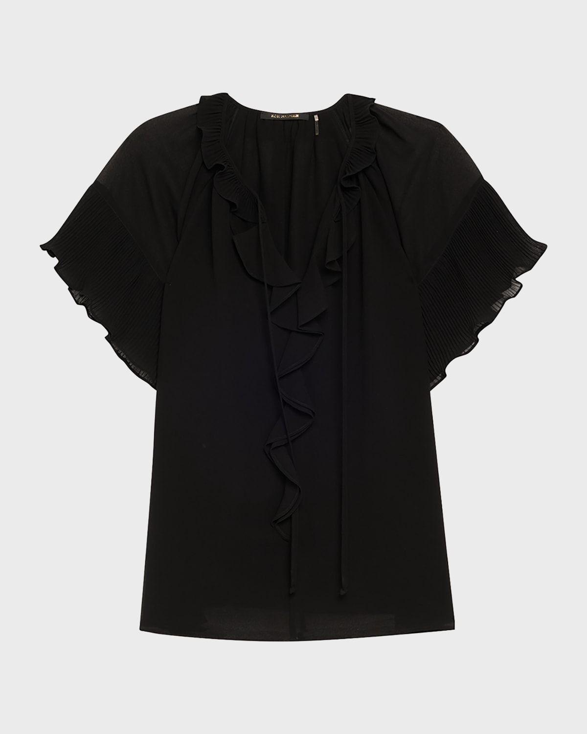 Vale Raglan-Sleeve Ruffle Blouse