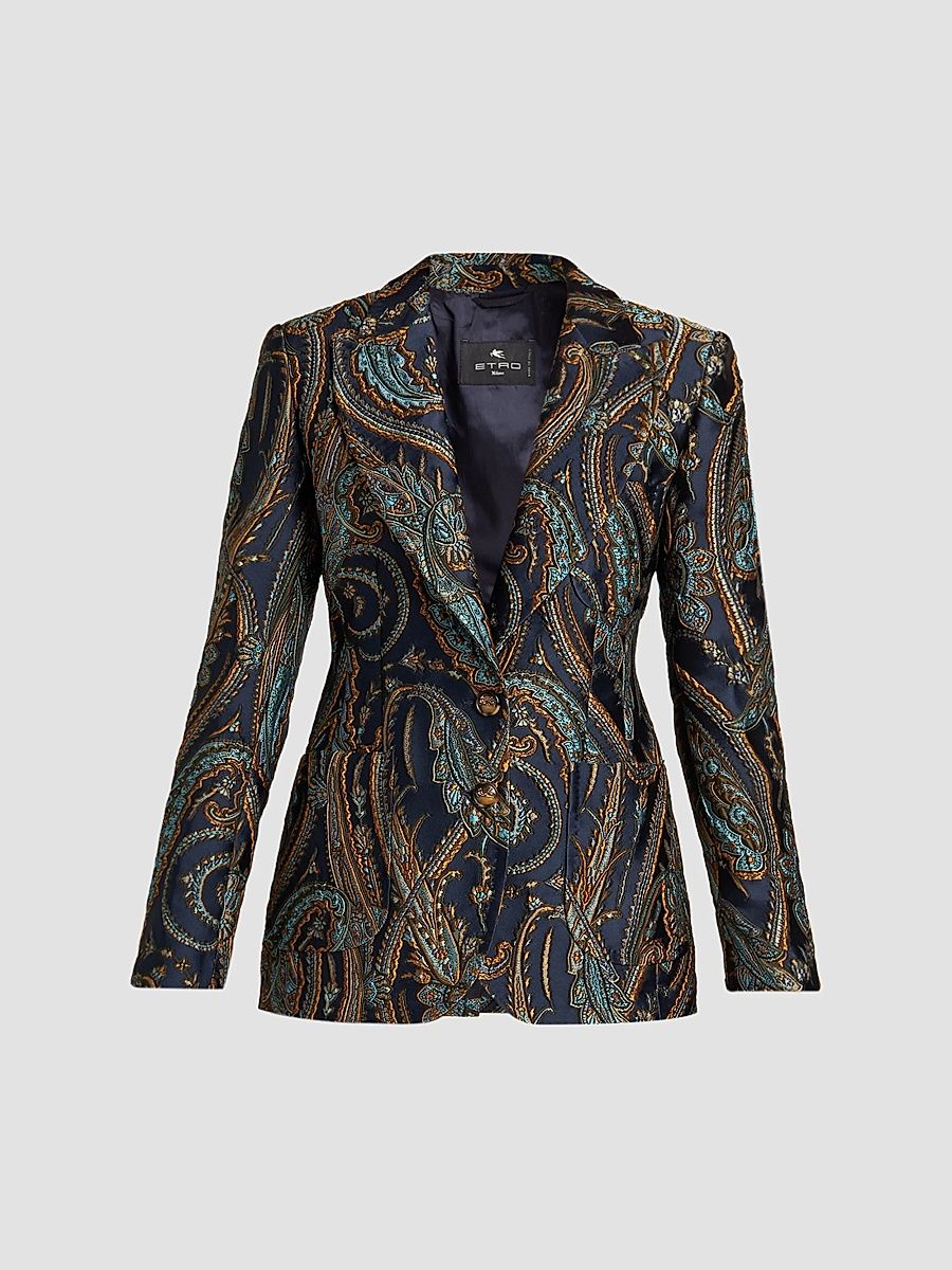 Women's Paisley Single-Breasted Blazer - Size 10