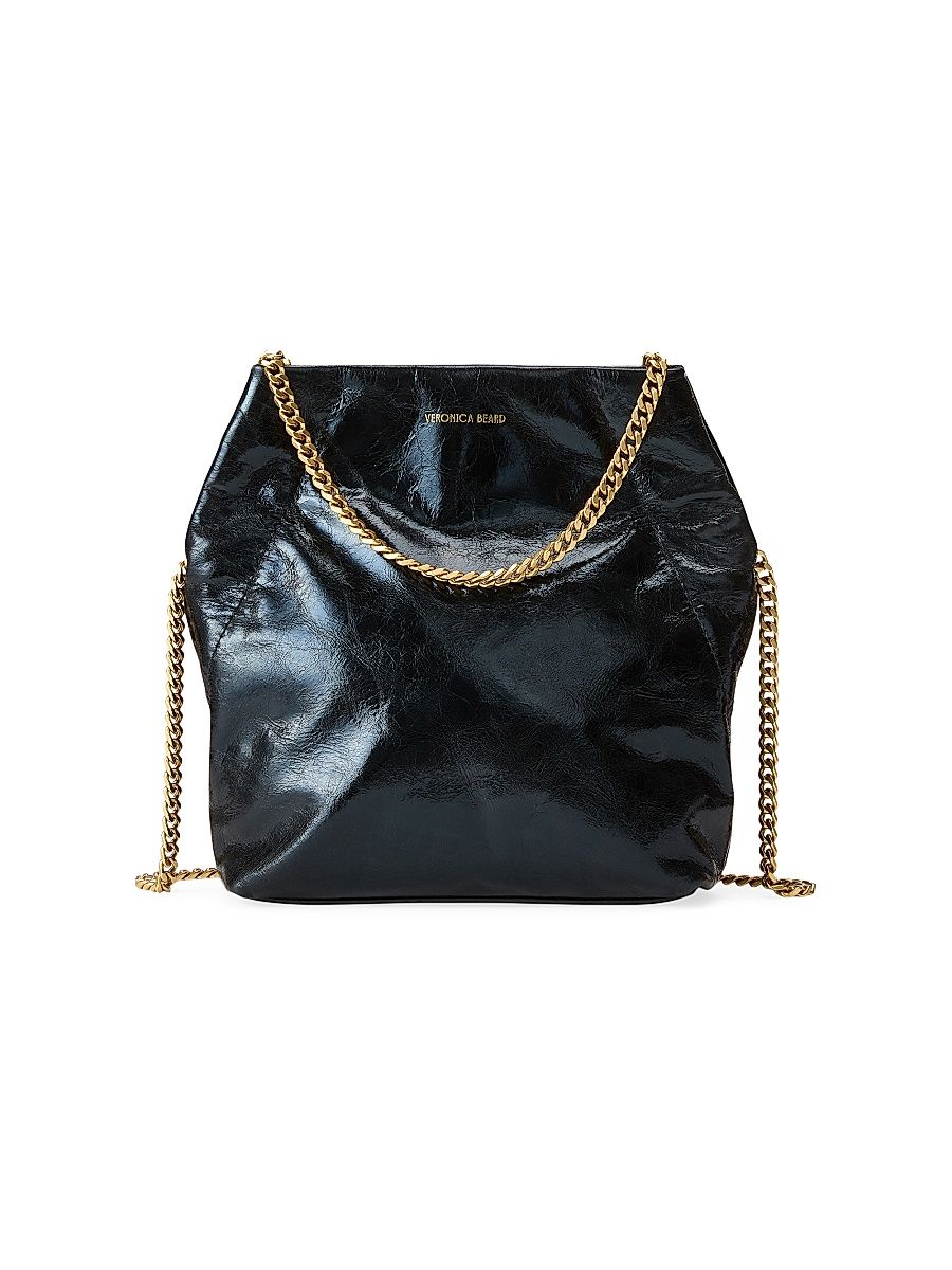 Women's Small Slouch Leather Shoulder Bag - Black