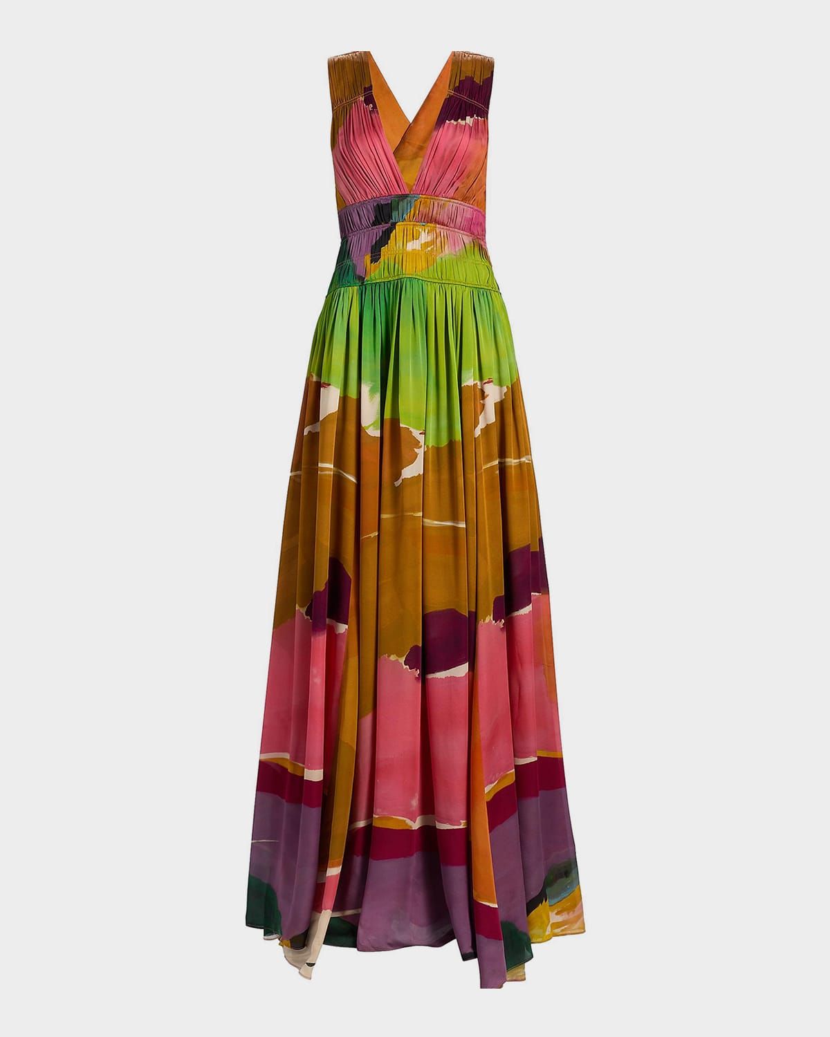 x Helen Frankenthaler Boheme Silk-Chiffon Gown