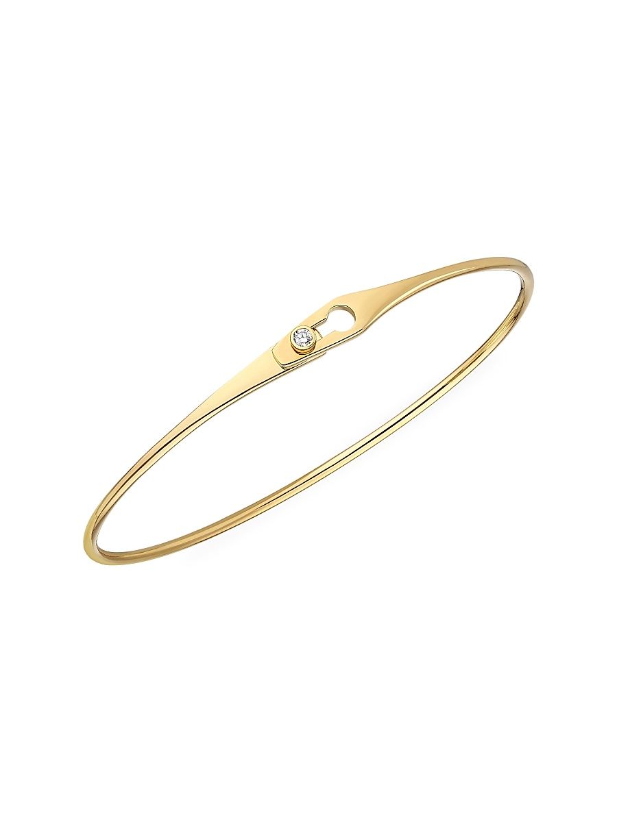 Women's Serrure Jonc 18K Yellow Gold & Diamond Bangle - Yellow Gold - Size 16