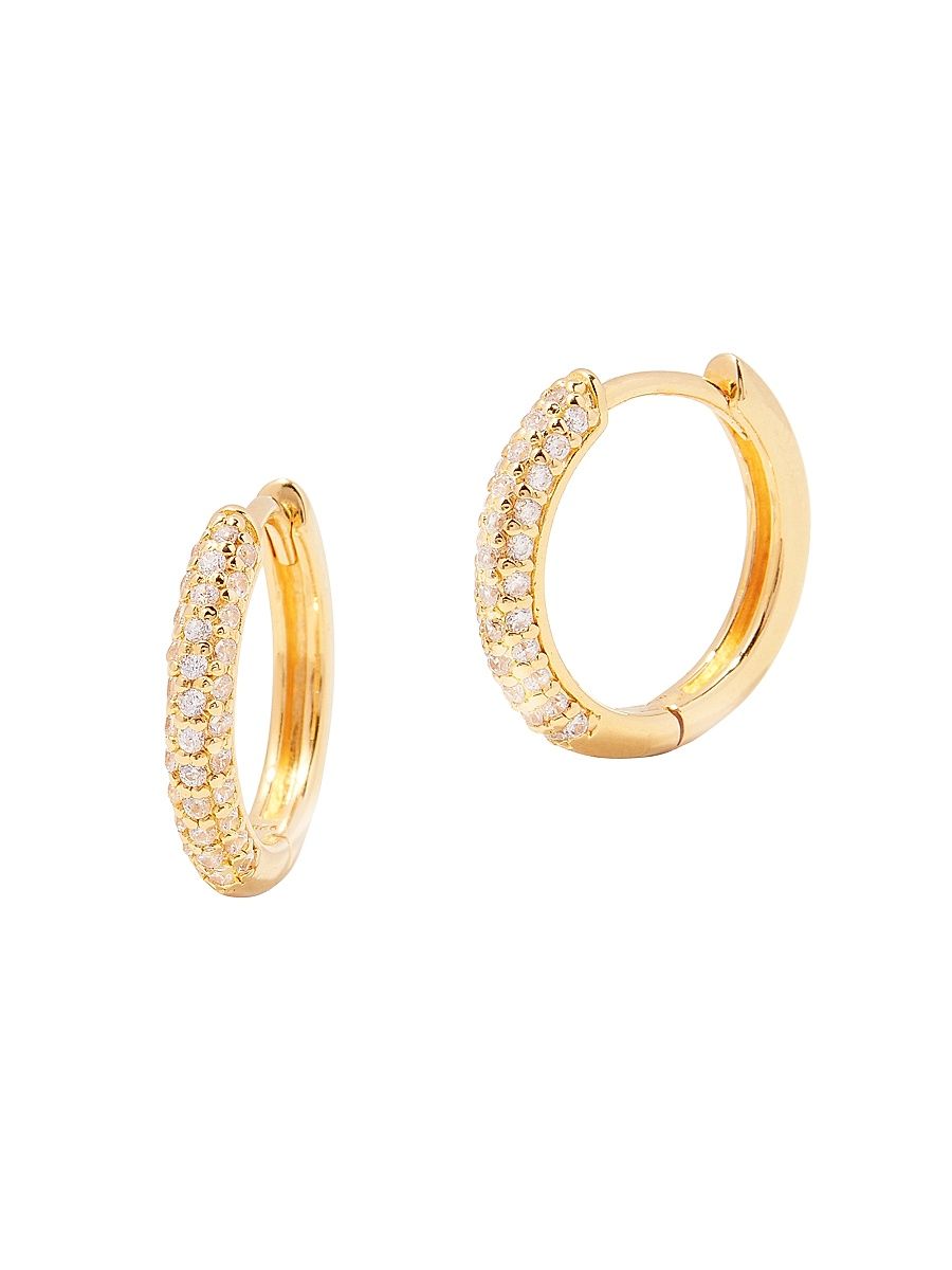 Women's Cecile 14K-Yellow-Gold Vermeil & Cubic Zirconia Hoop Earrings - Yellow Gold