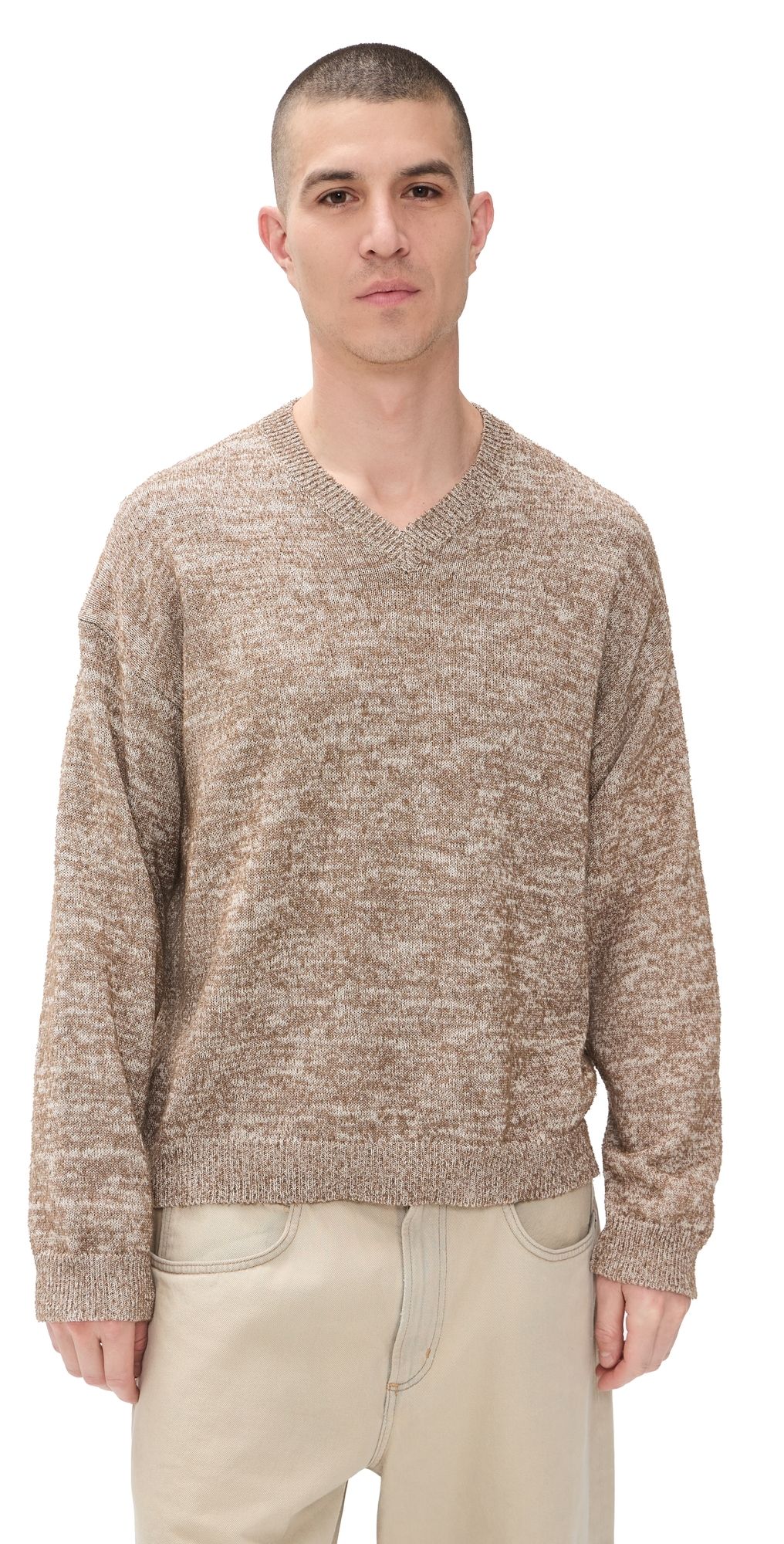 Maison Margiela Light Boucle V Neck Sweater Light Brown/Beige XL