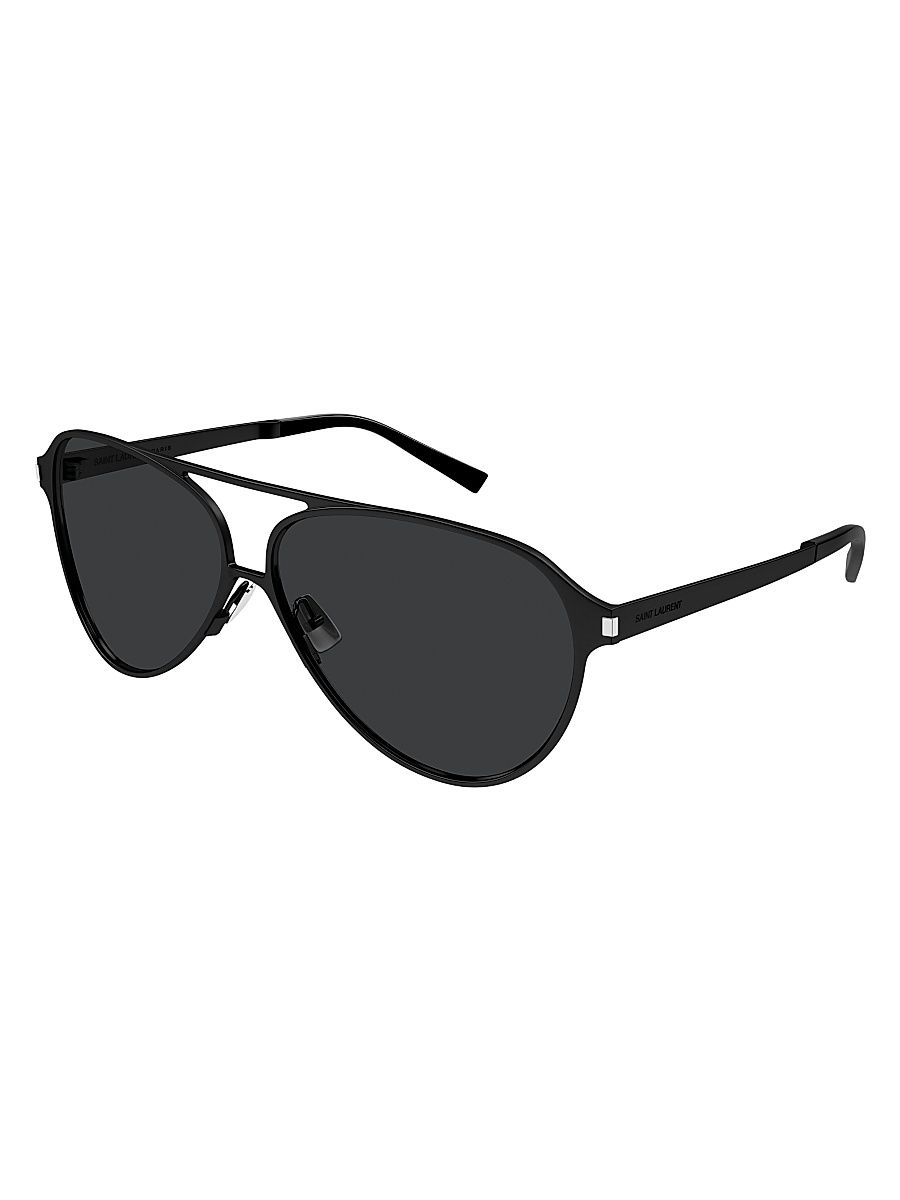 Men's Metal Corner Angle SL 734 62MM Round Sunglasses - Dark Grey Black
