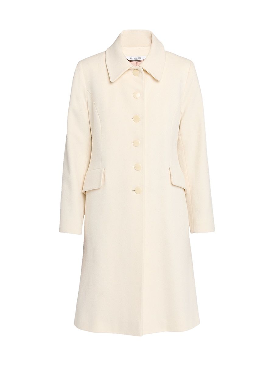 Women's Sofia Wool Fit & Flare Coat - White - Size 14
