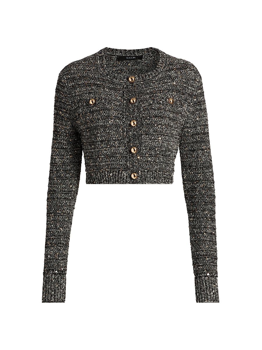 Women's Miller Sequin Knit Cardigan - Charcoal Multi - Size Large
