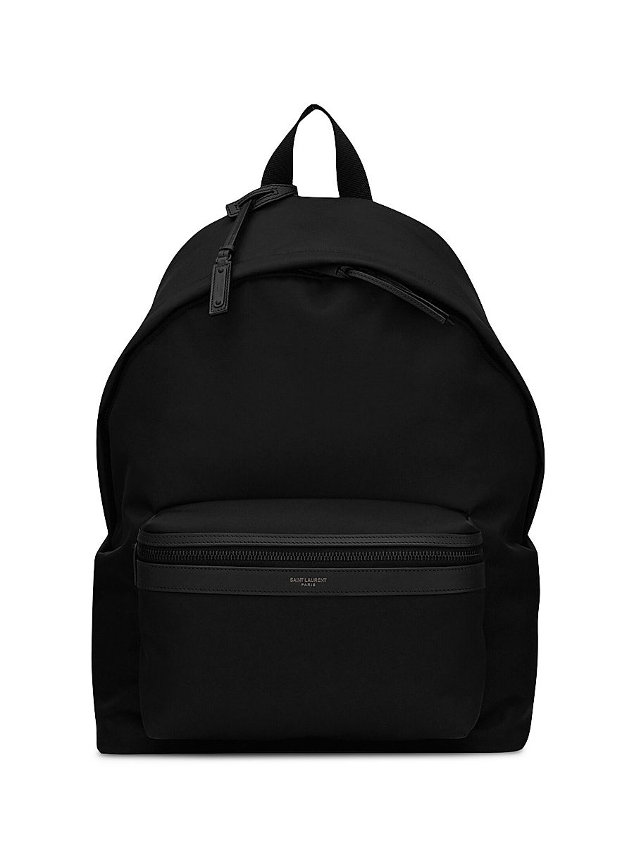 Men's City Backpack In Econyl, Smooth Leather And Nylon - Black