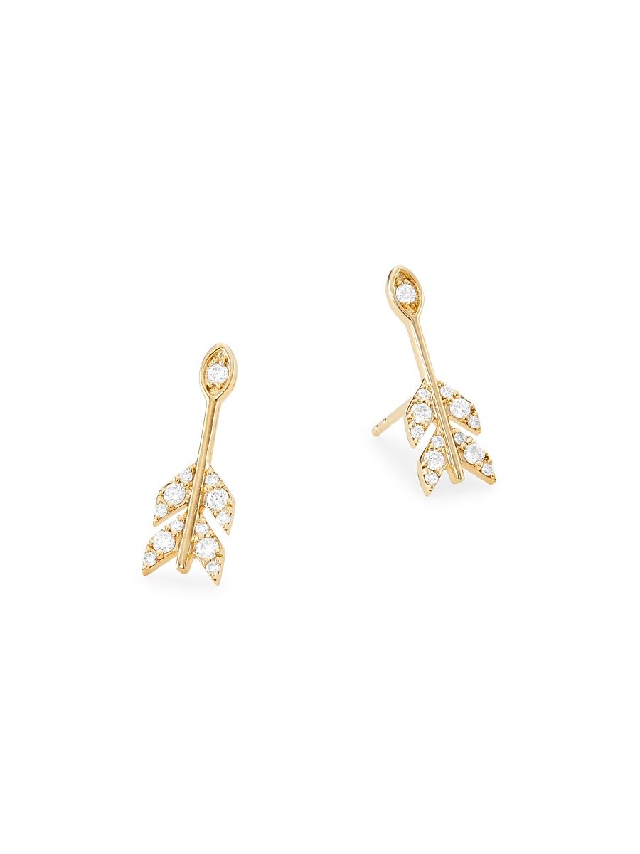 Women's 14K Yellow Gold & Diamond Evil-Eye Arrow Stud Earrings