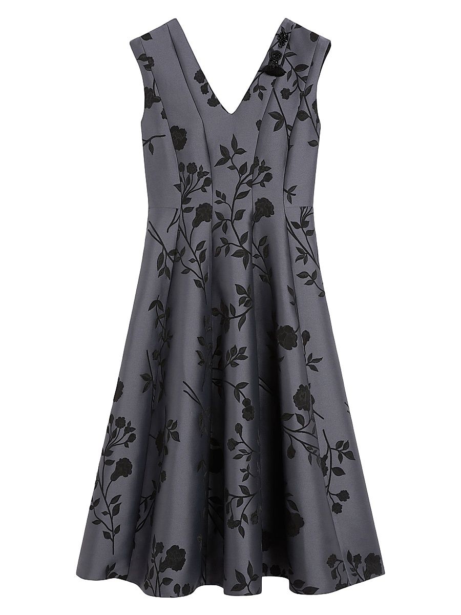 Women's Cotton Blend Jacquard Dress - Medium Grey - Size 14