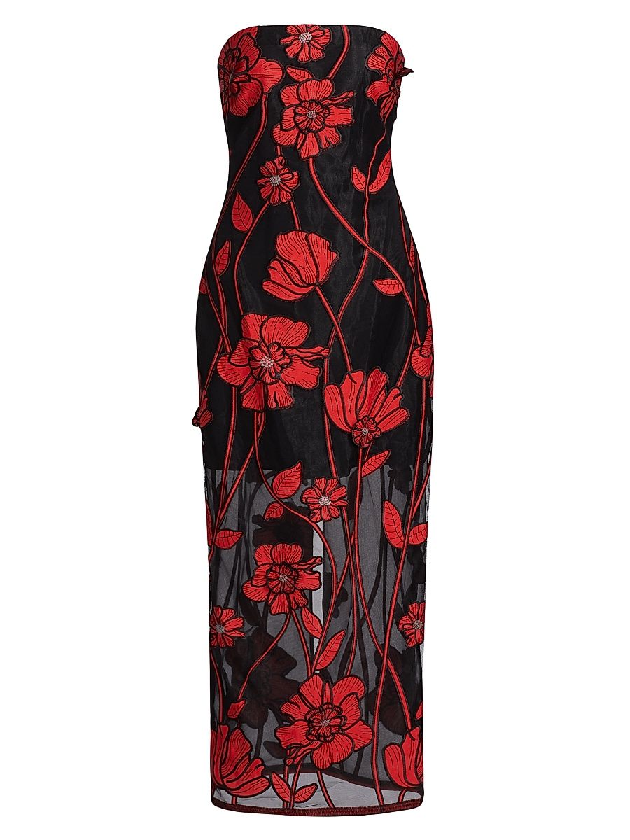 Women's Shiloh Grand Fleur Embroidered Dress - Red - Size 4