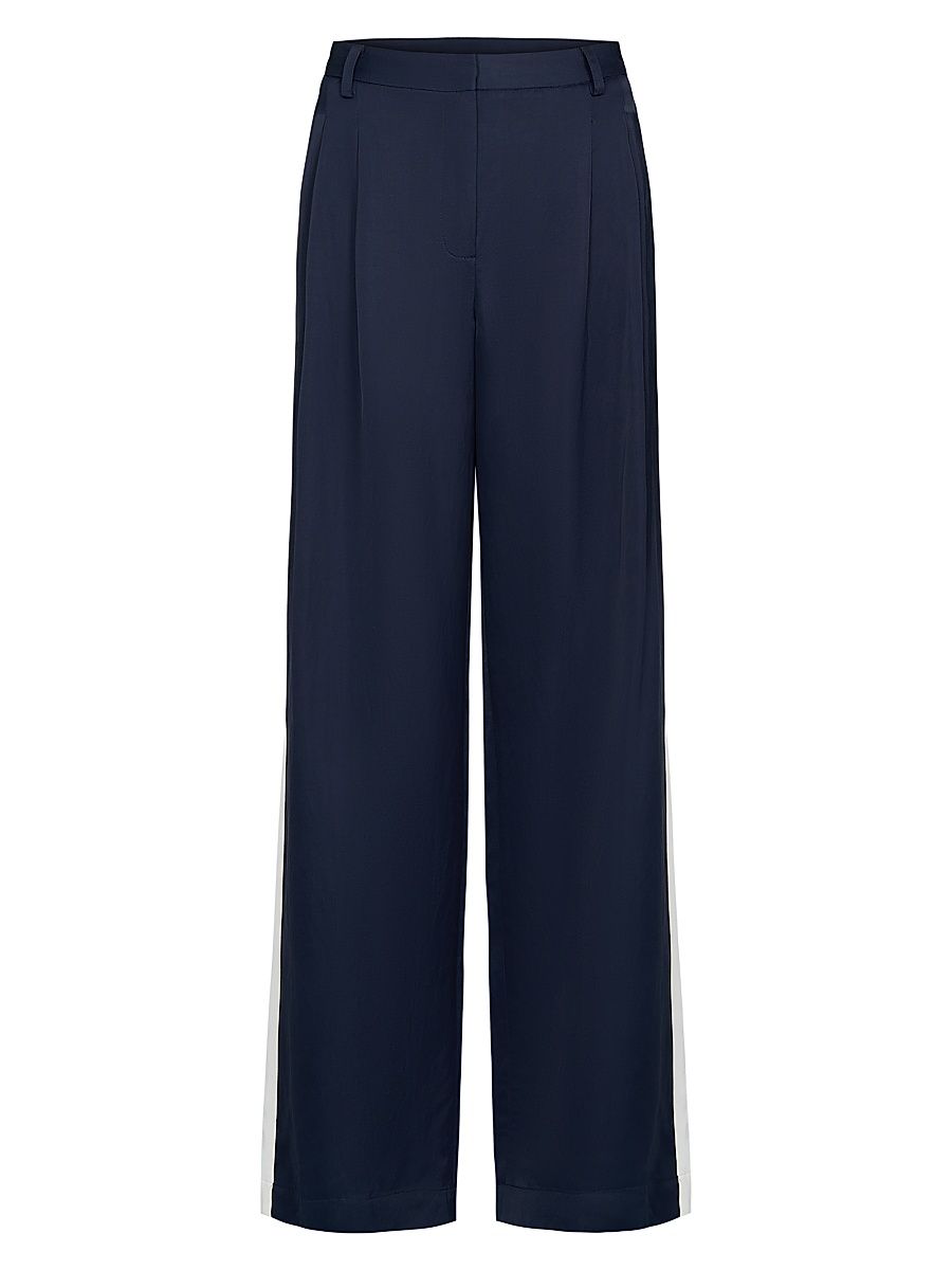 Women's Sulli Wide-Leg Tuxedo Pants - Midnight Bone - Size 12