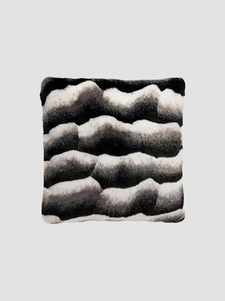 Gorski Faux-Fur Throw Pillow - Gray Chinch