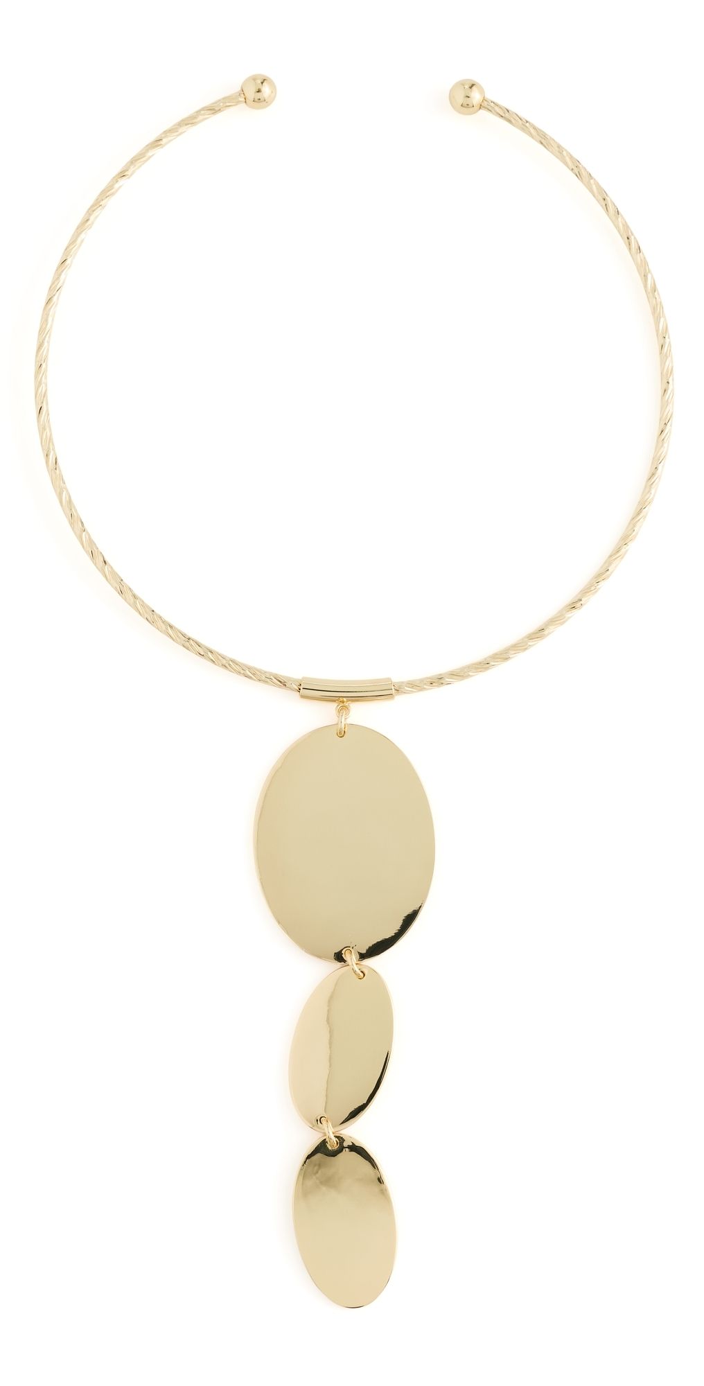 Kenneth Jay Lane Oval Texture Drop Pendant Necklace Gold One Size